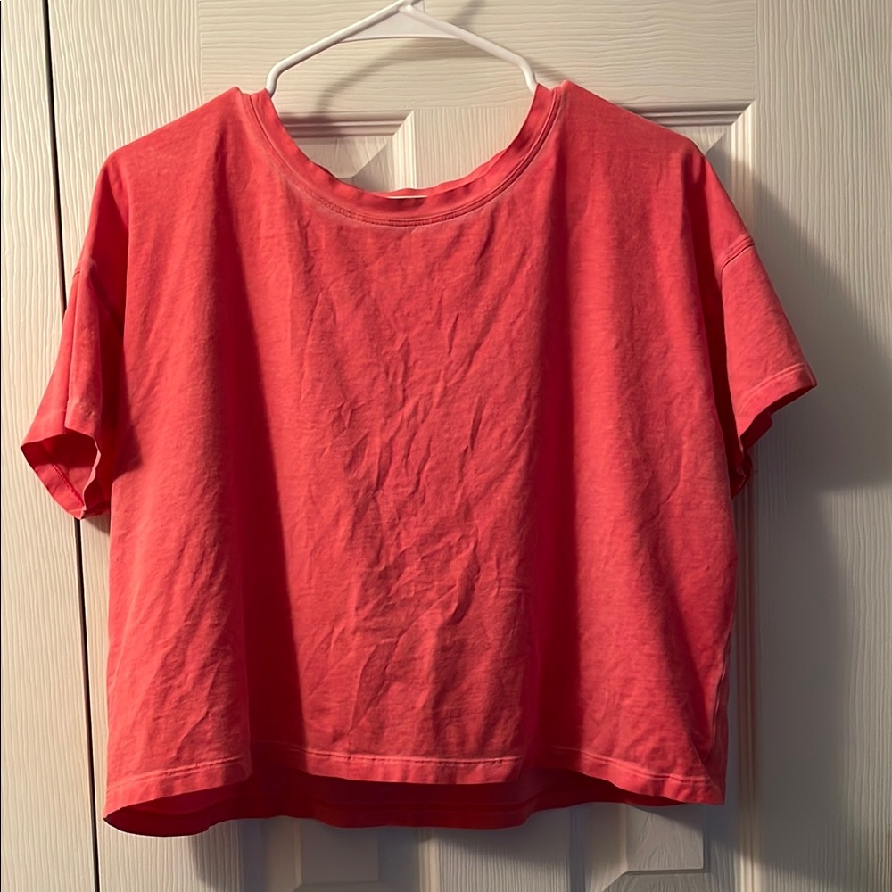 Lululemon Cates Tee Coral Crop Top